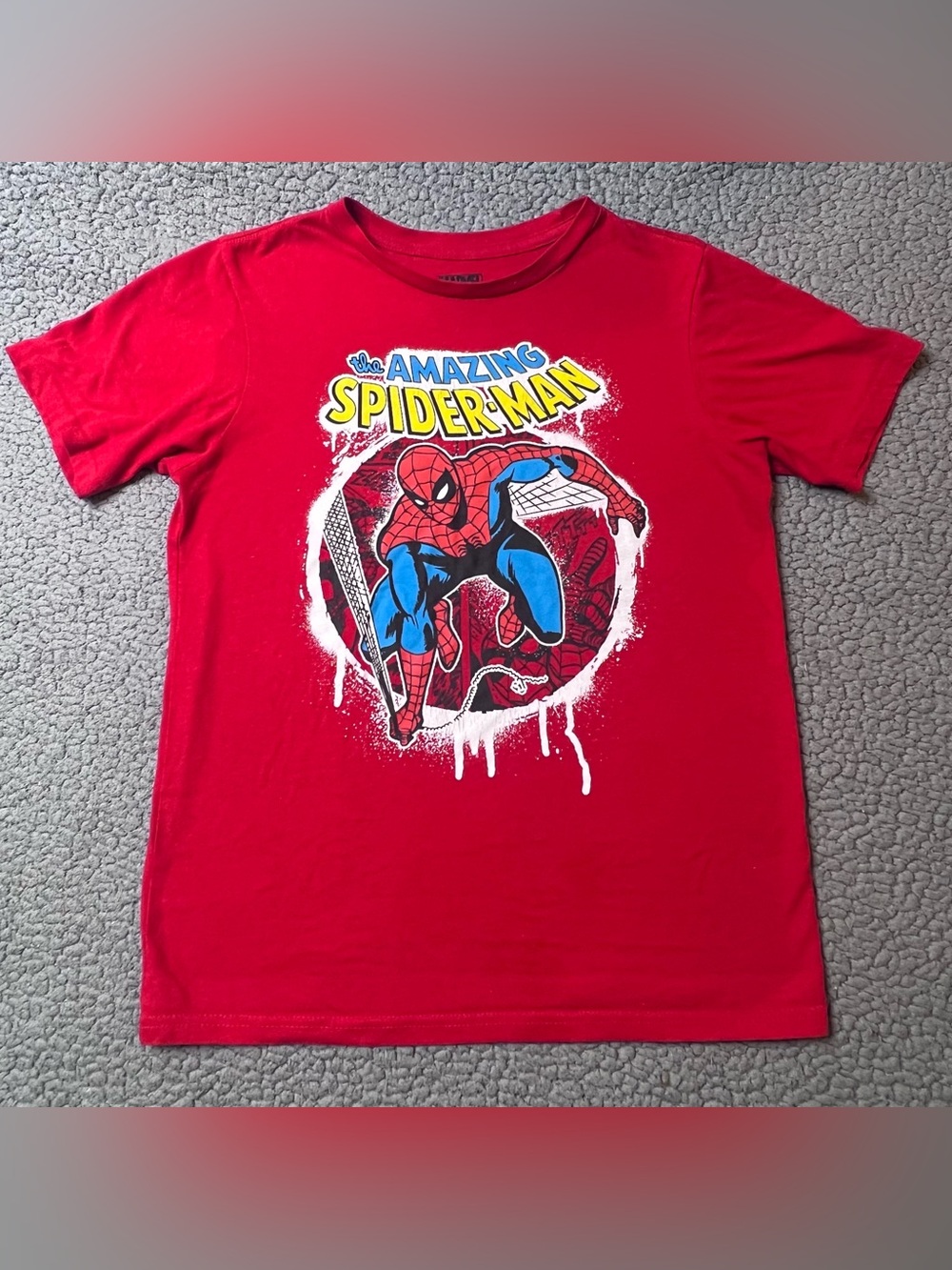 Marvel Spider-Man Short Sleeve T Shirt Boys Size Large Red & Blue